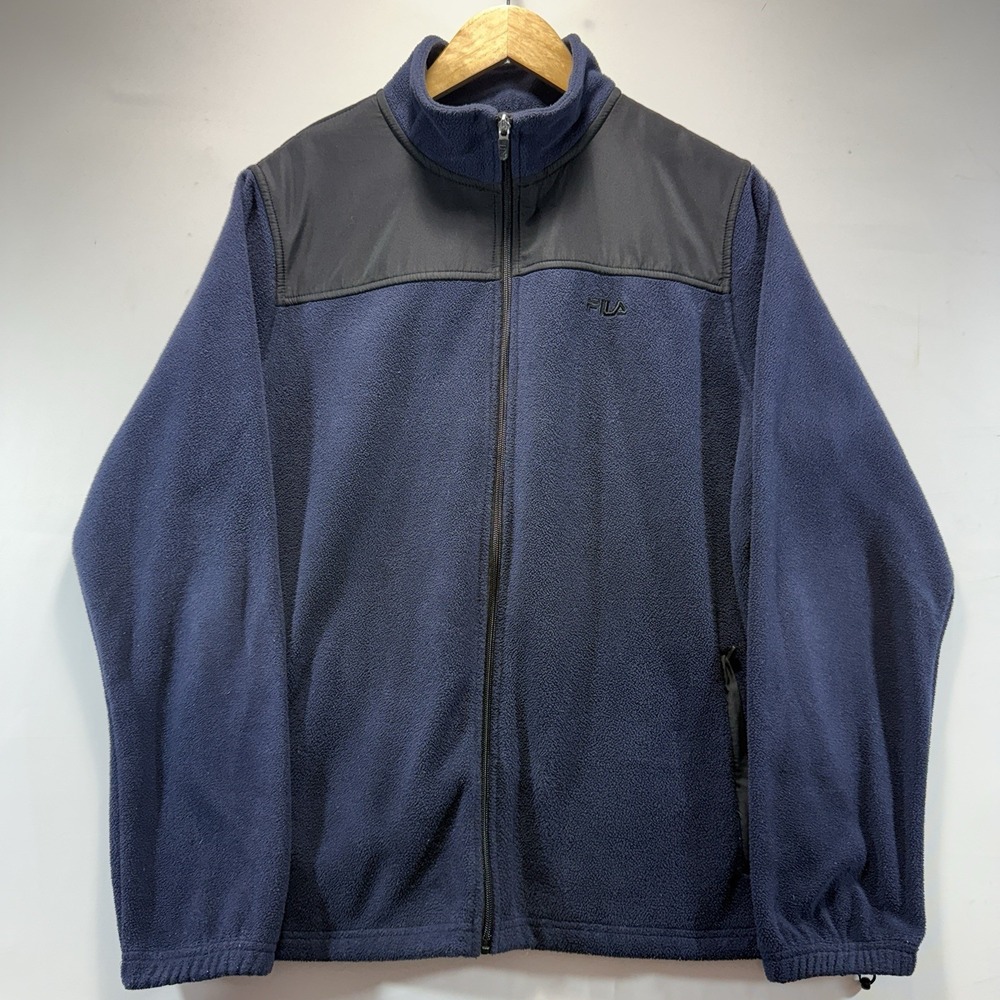 Fila Jacket Mens M Navy Blue Full Zip Fleece Cozy Warm Winter Pockets - Picture 1 of 14